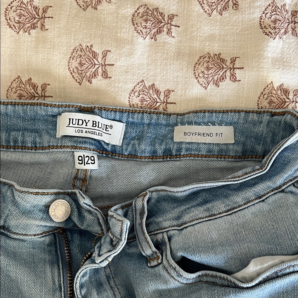 Judy Blue Light Blue Distressed Boyfriend Jeans - Picture 3 of 3